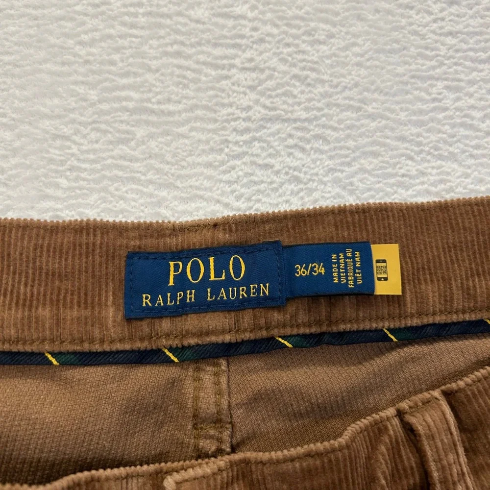 Polo Ralph Lauren Varick Slim Straight Corduroy Pants Mens 36/34 Brown Stretch